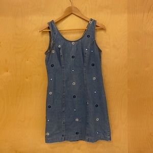 Vintage Denim Embroidered Dress